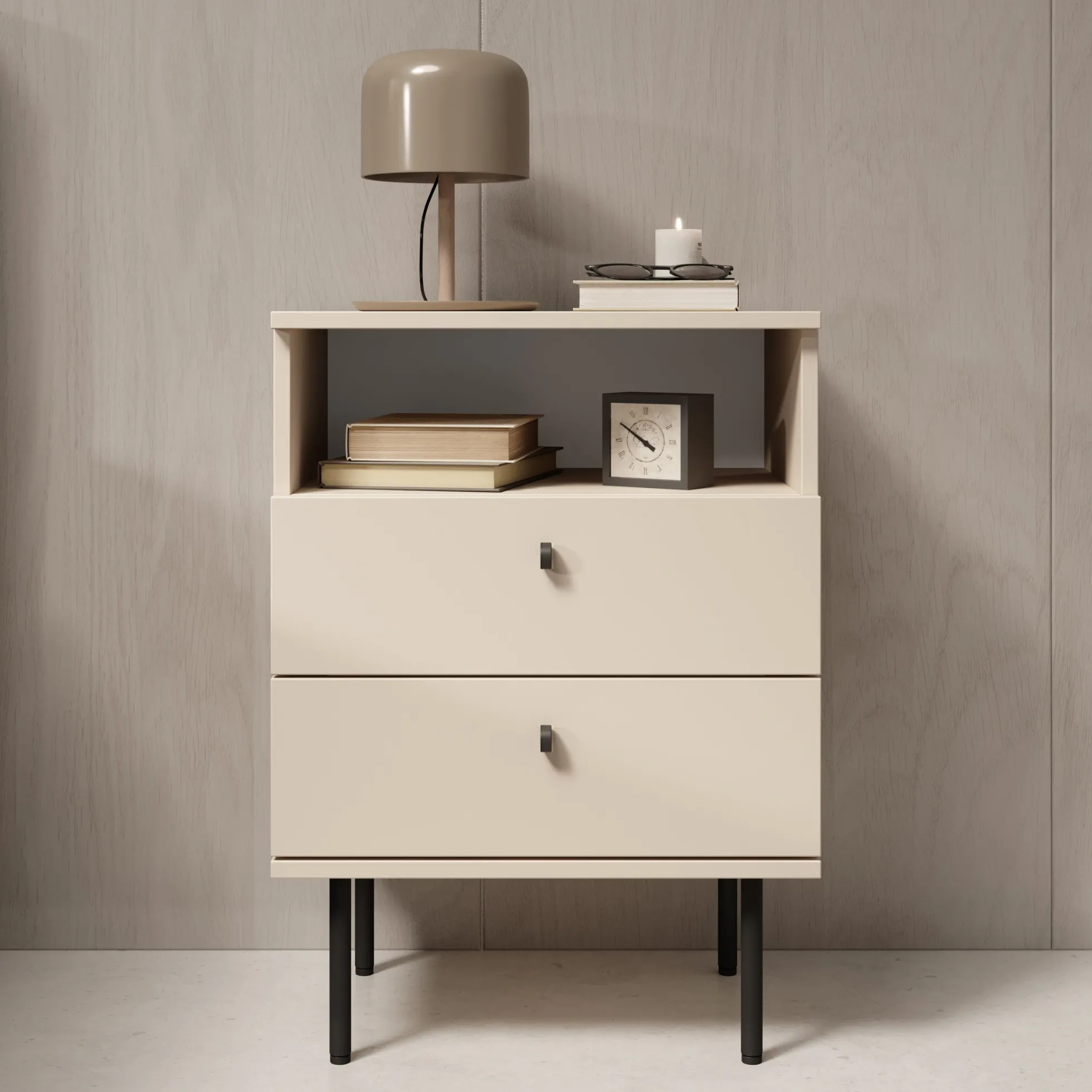 Hidde 2 - Nachtkastje - Beige - 50x36x69 cm