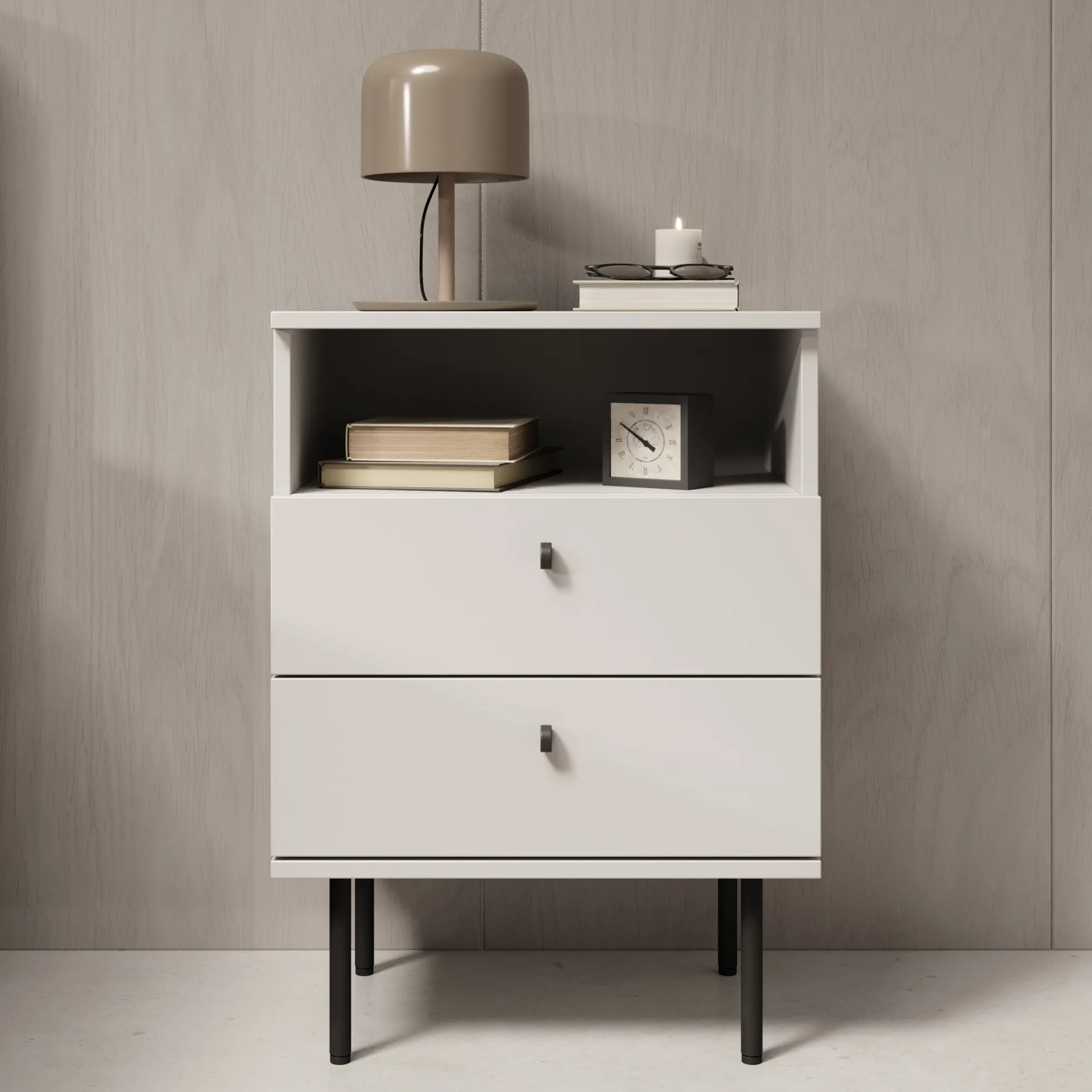 Hidde 2 - Nachtkastje - Wit - 50x36x69 cm