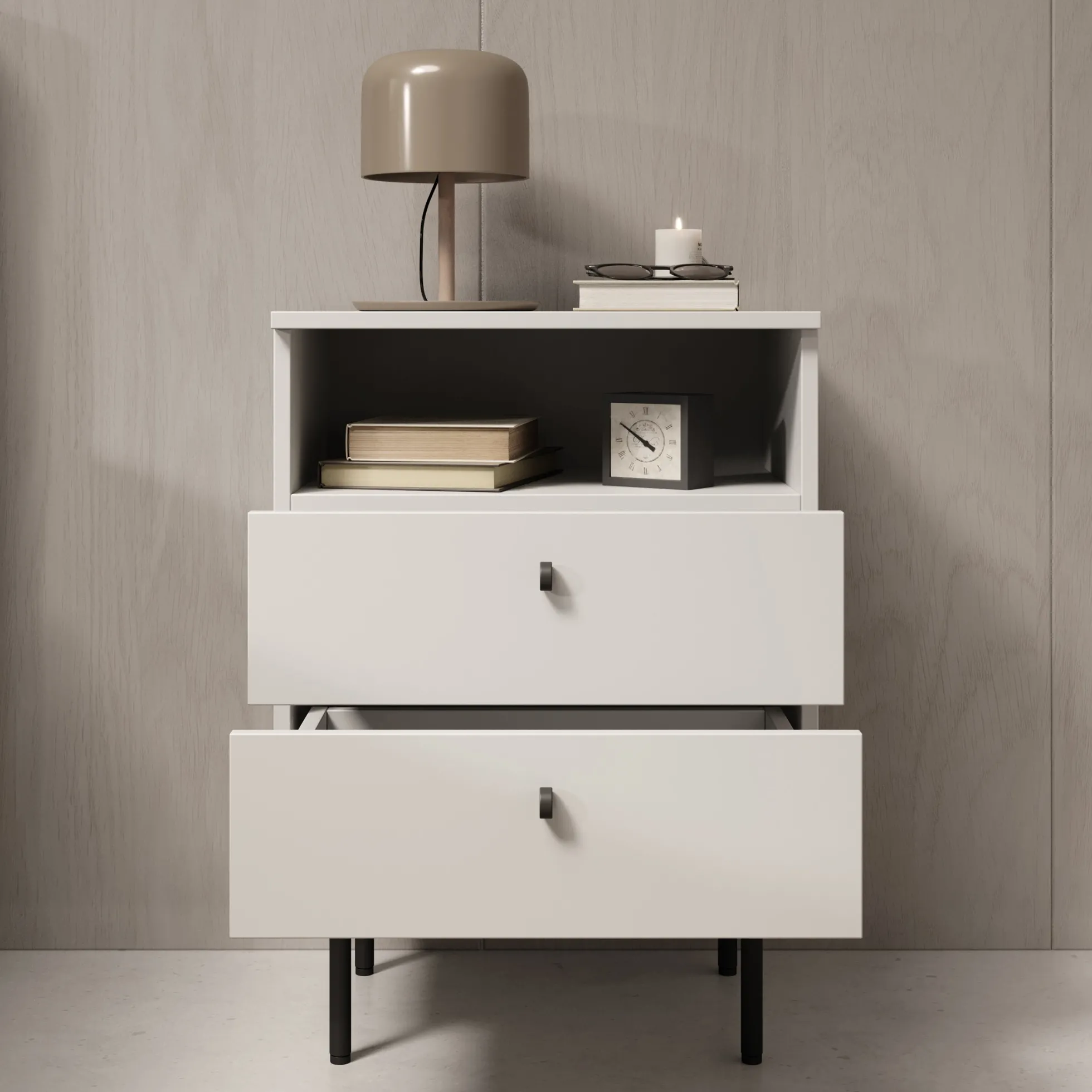 Hidde 2 - Nachtkastje - Wit - 50x36x69 cm