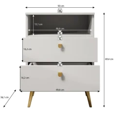 Hidde - Nachtkastje - Beige - 50x36x69 cm