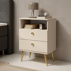 Hidde - Nachtkastje - Beige - 50x36x69 cm