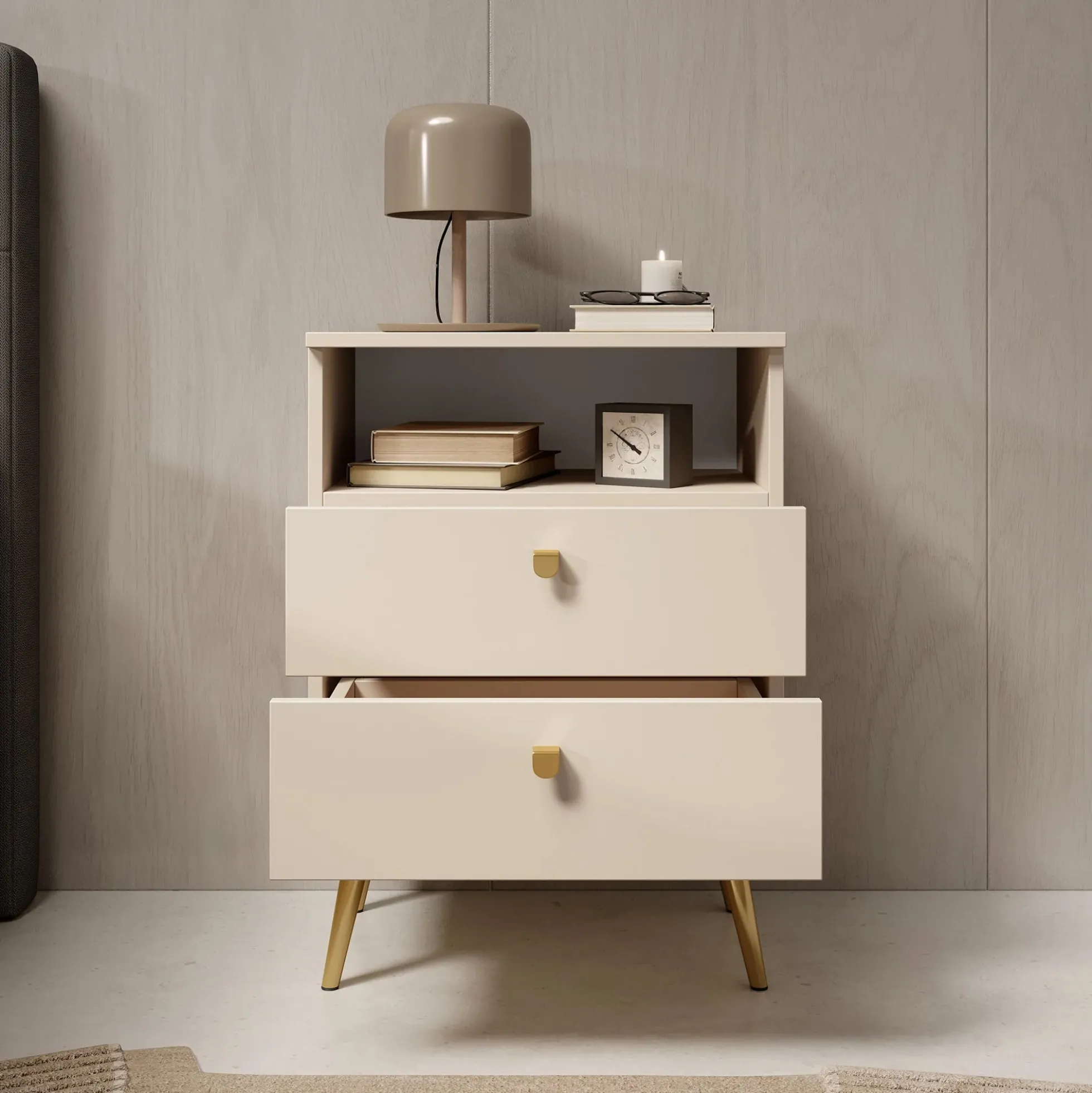 Hidde - Nachtkastje - Beige - 50x36x69 cm