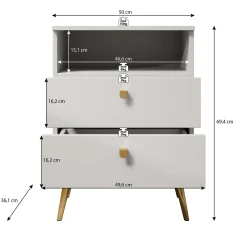 Hidde - Nachtkastje - Wit - 50x36x69 cm