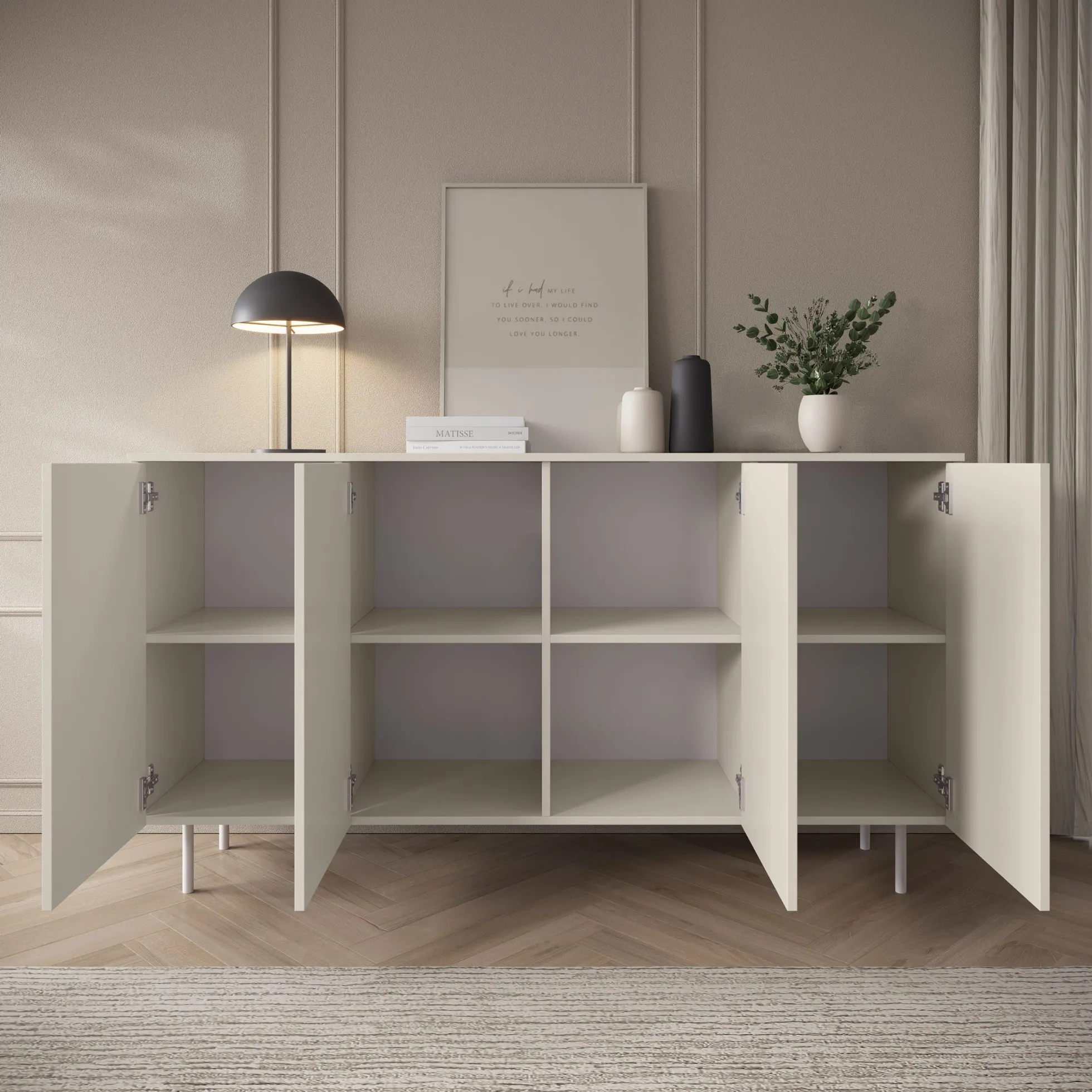 Hilo - Dressoir - Beige - 161x42x88 cm