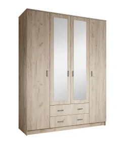 Hinto - Kledingkast 4-deurs - Grijs - 160x52x205 cm