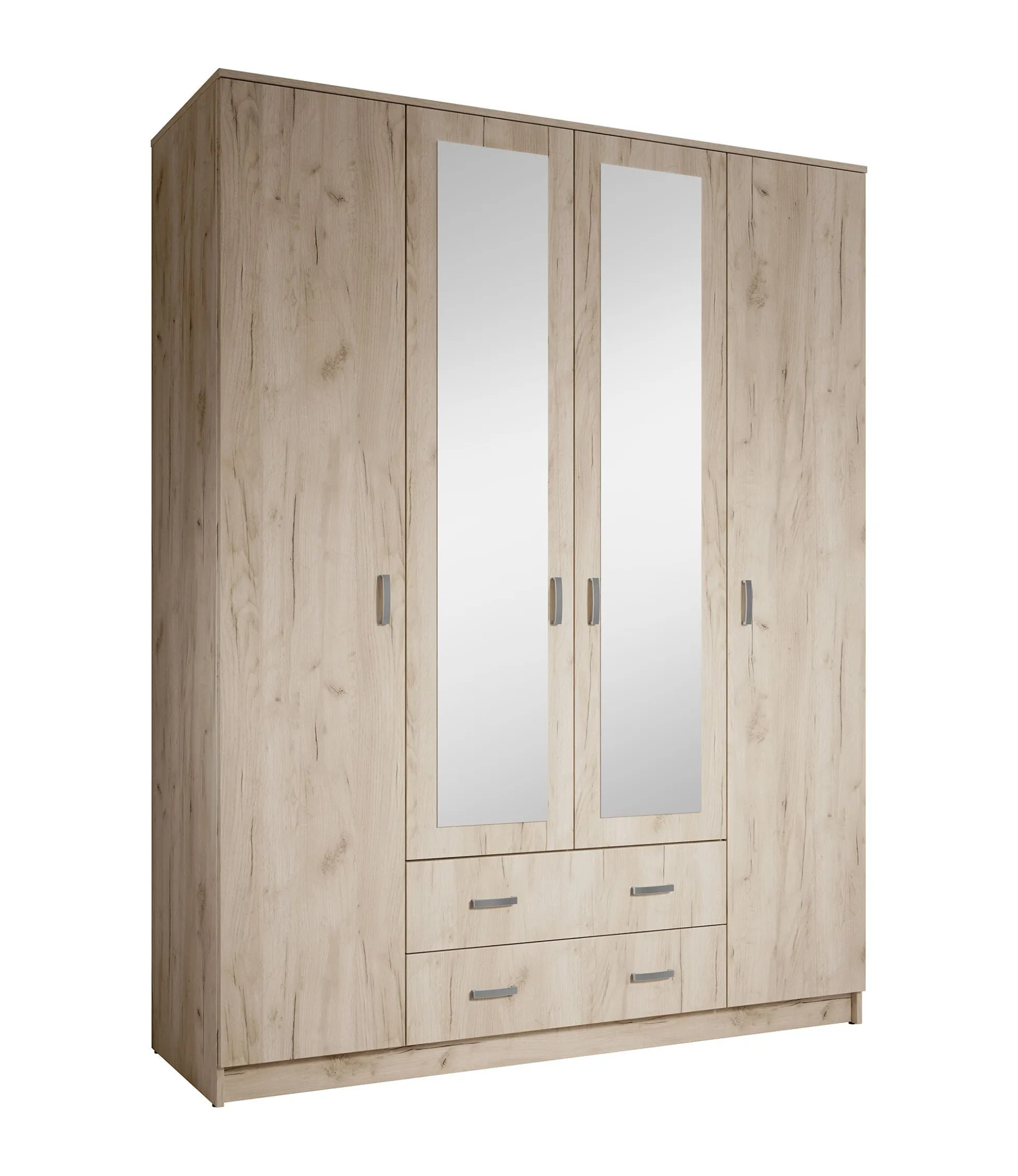 Hinto - Kledingkast 4-deurs - Grijs - 160x52x205 cm