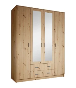 Hinto - Kledingkast 4-deurs - Eiken - 160x52x205 cm