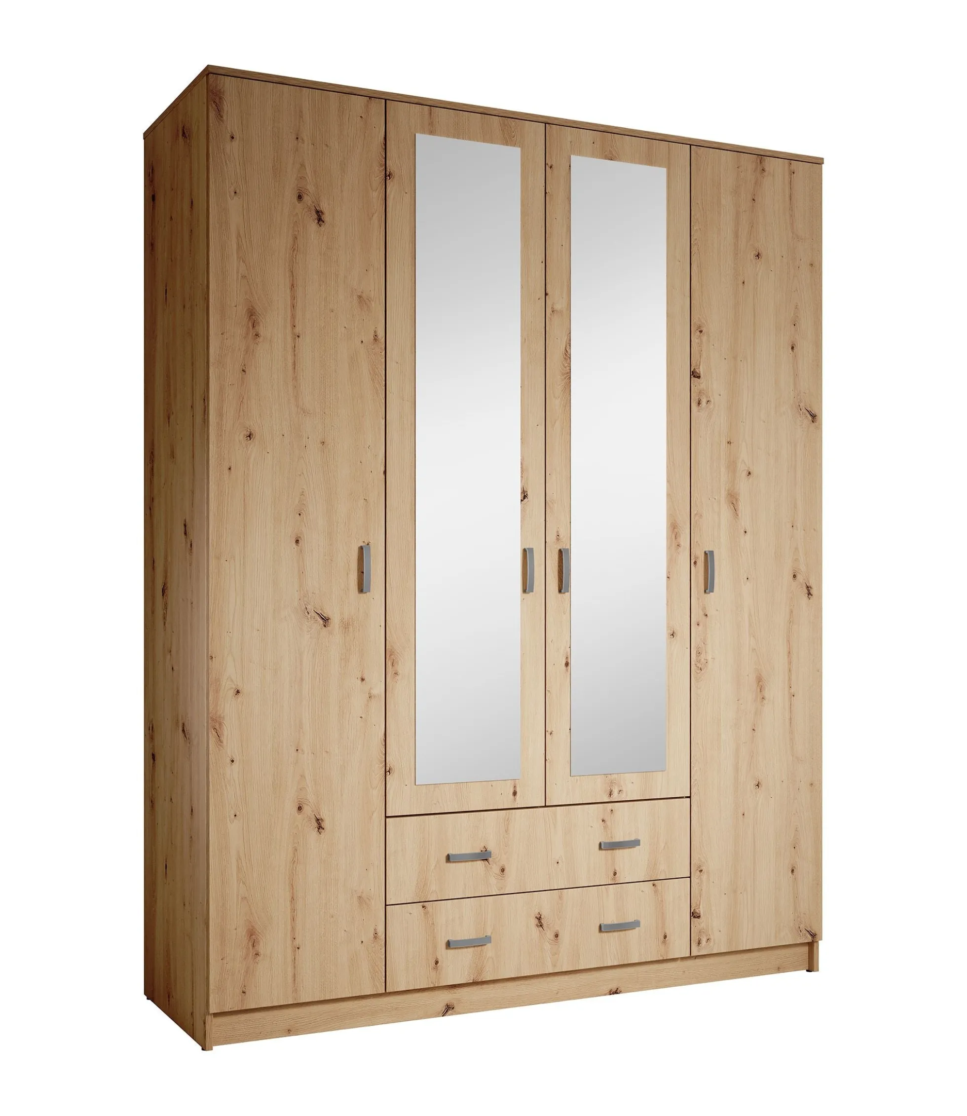 Hinto - Kledingkast 4-deurs - Eiken - 160x52x205 cm