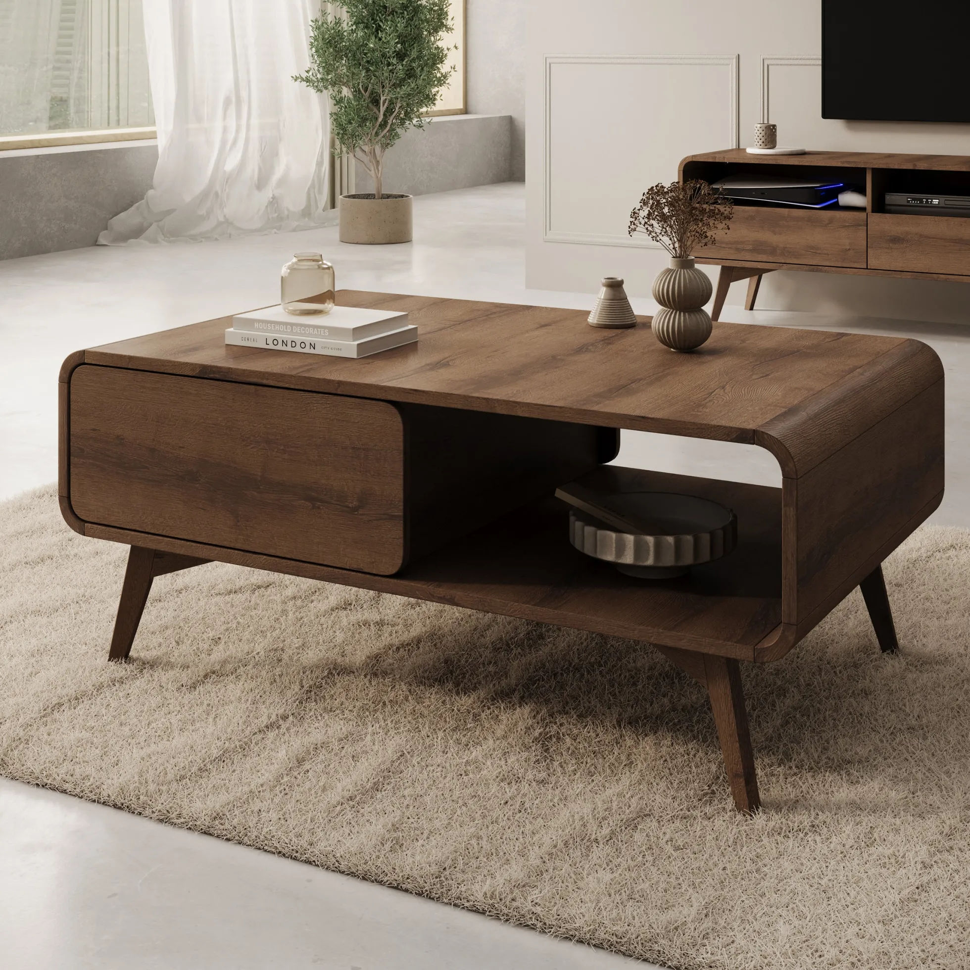 Hoshii - Salontafel - Donker eikenpatroon - 108x65x45 cm
