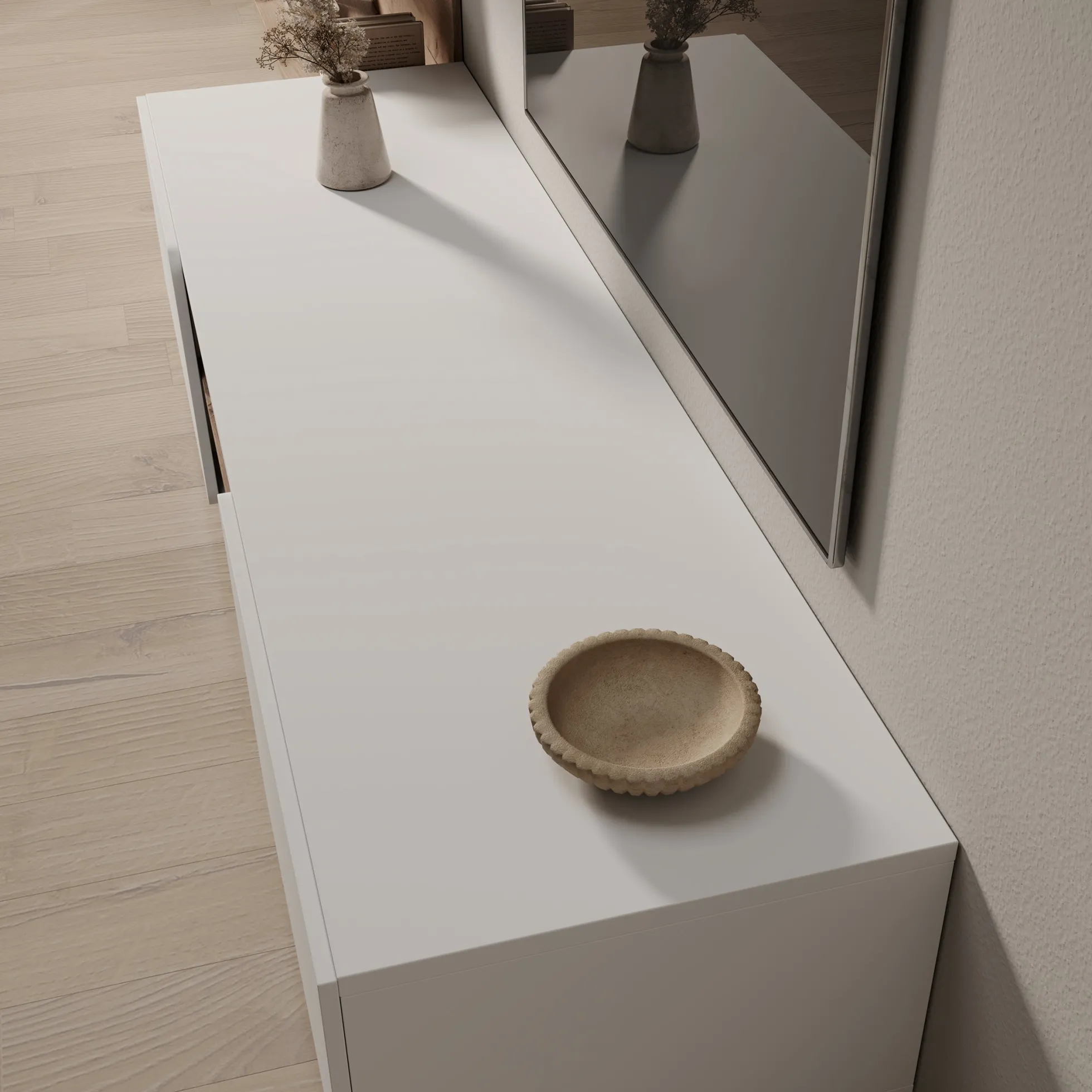 Huxley - Wandmeubel - Eikenpatroon/Wit - 296x52x203 cm