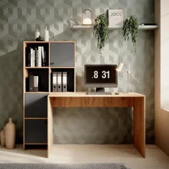 Hyatt - Bureau - Eiken/antraciet - 156x55 cm