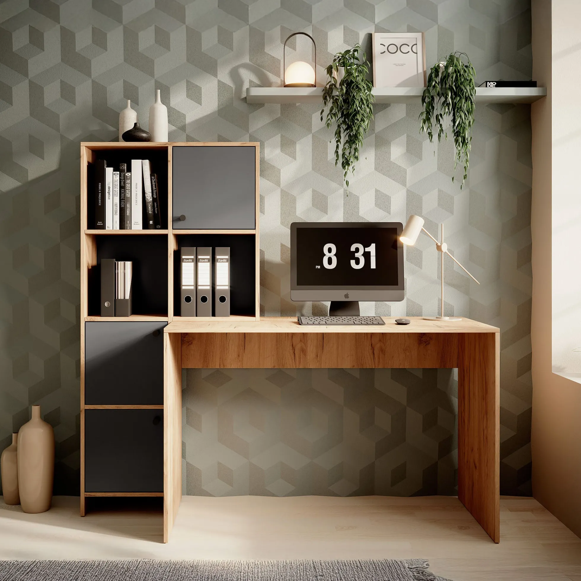 Hyatt - Bureau - Eiken/antraciet - 156x55 cm