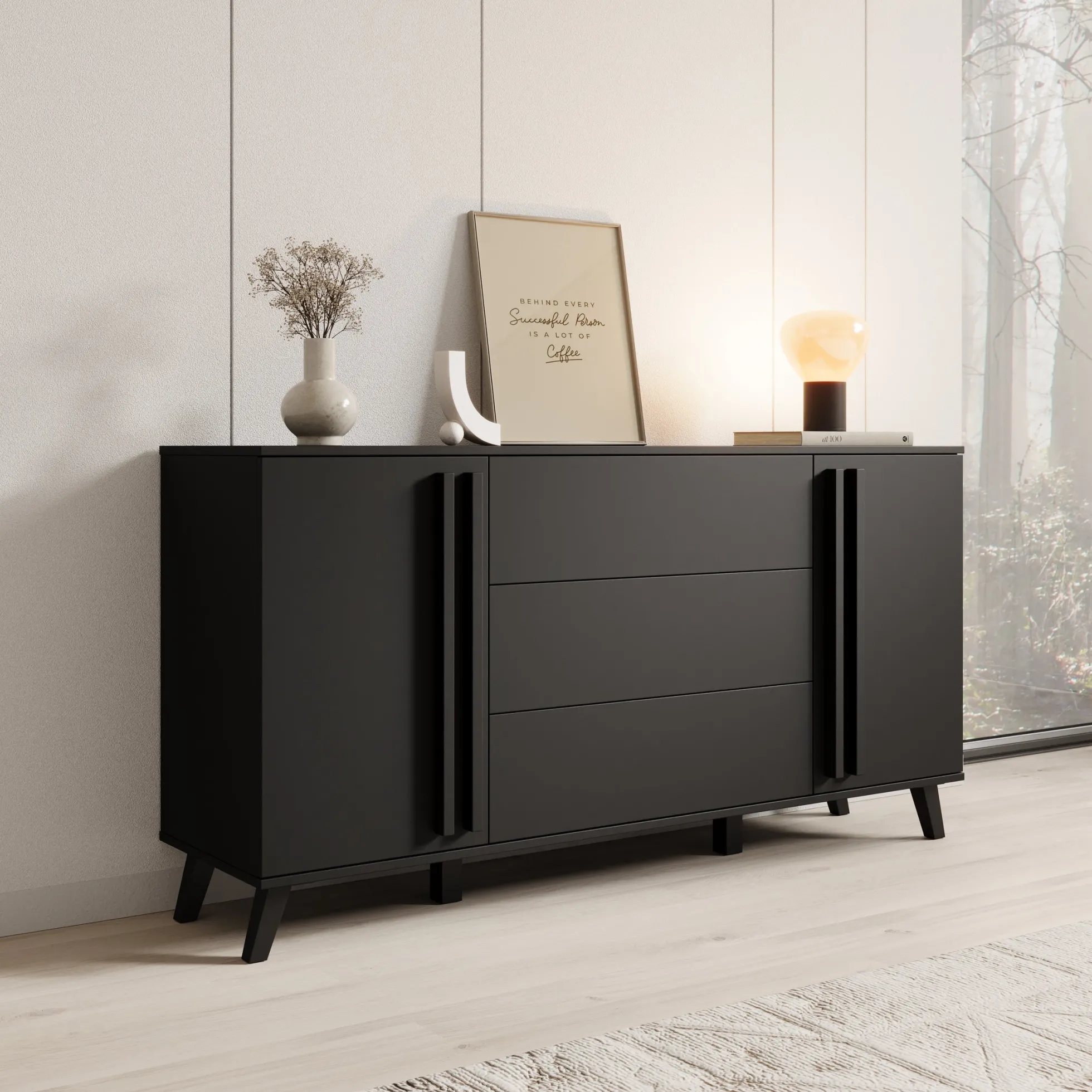 Hydra - Dressoir - Zwart - 150x40x78 cm