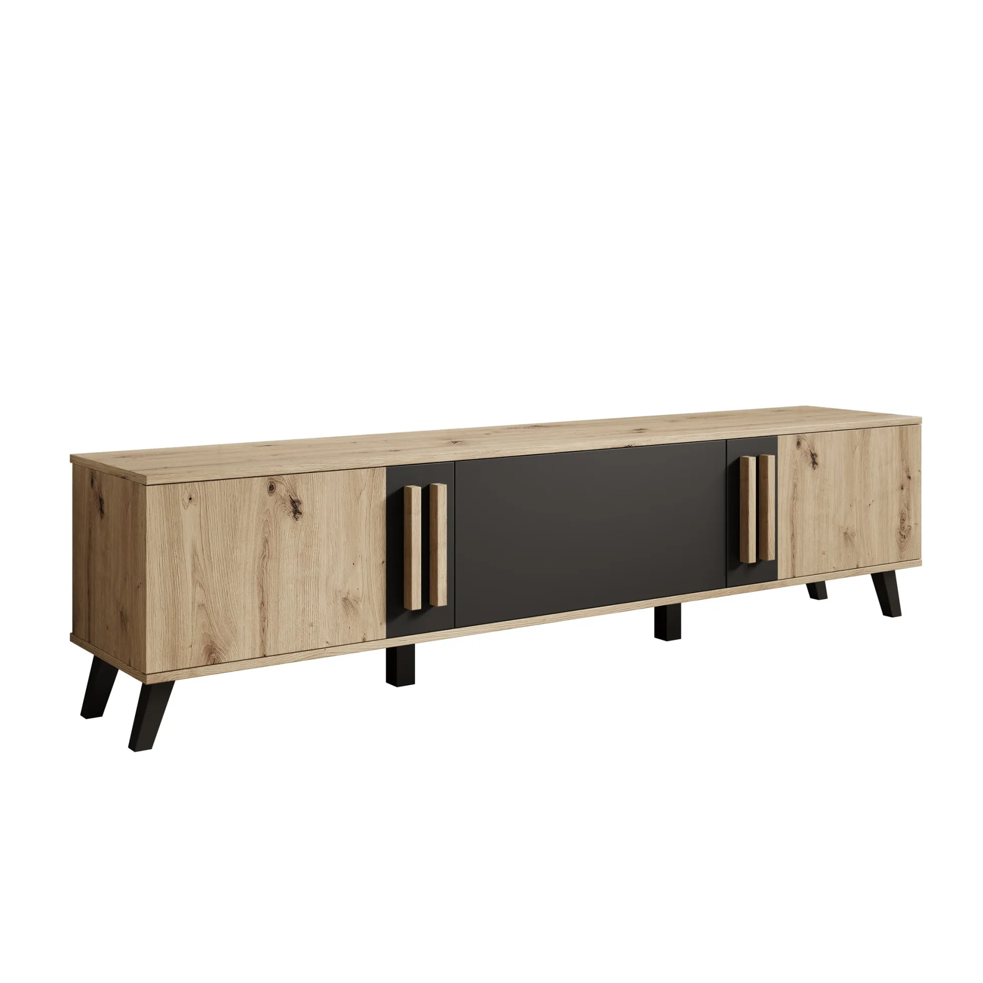 Hydra - TV-Meubel - Eiken/Zwart - 180x33x40 cm
