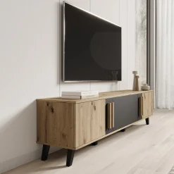 Hydra - TV-Meubel - Eiken/Zwart - 180x33x40 cm