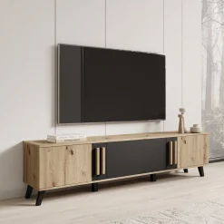 Hydra - TV-Meubel - Eiken/Zwart - 180x33x40 cm