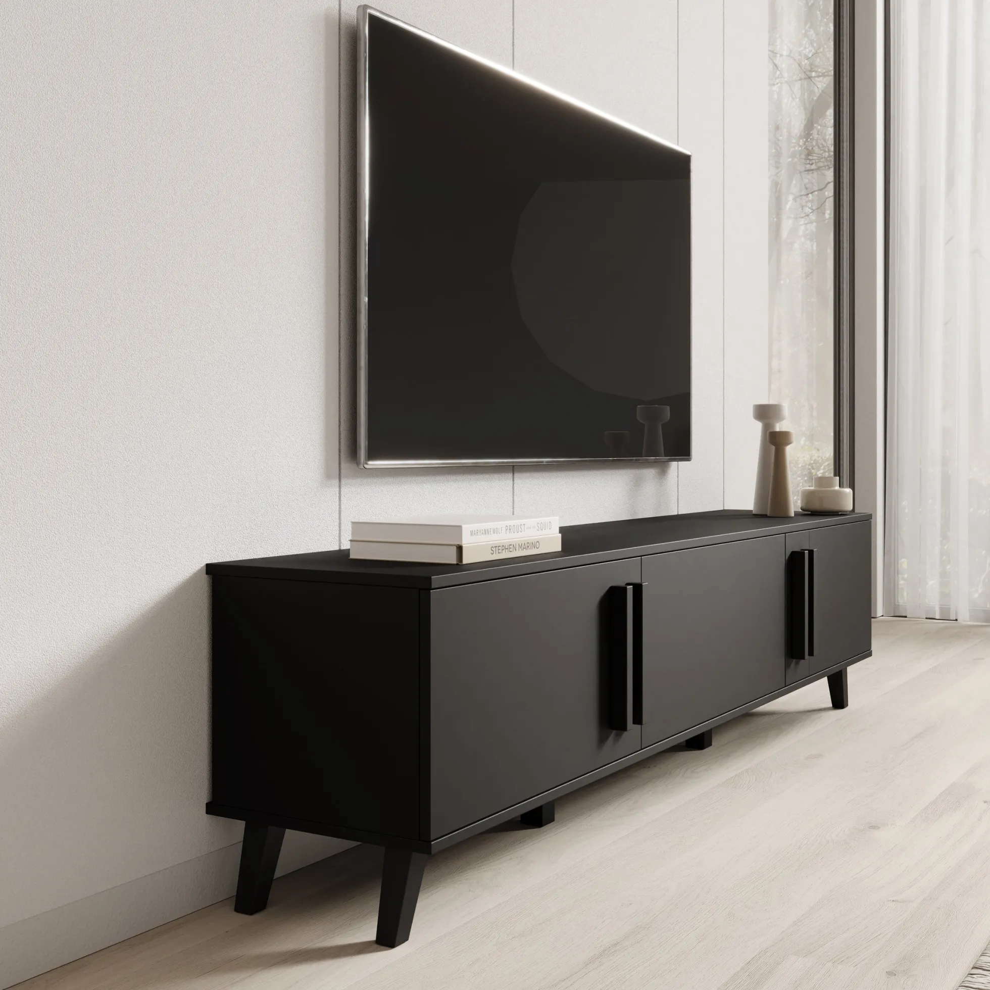 Hydra - TV-Meubel - Zwart - 180x33x40 cm