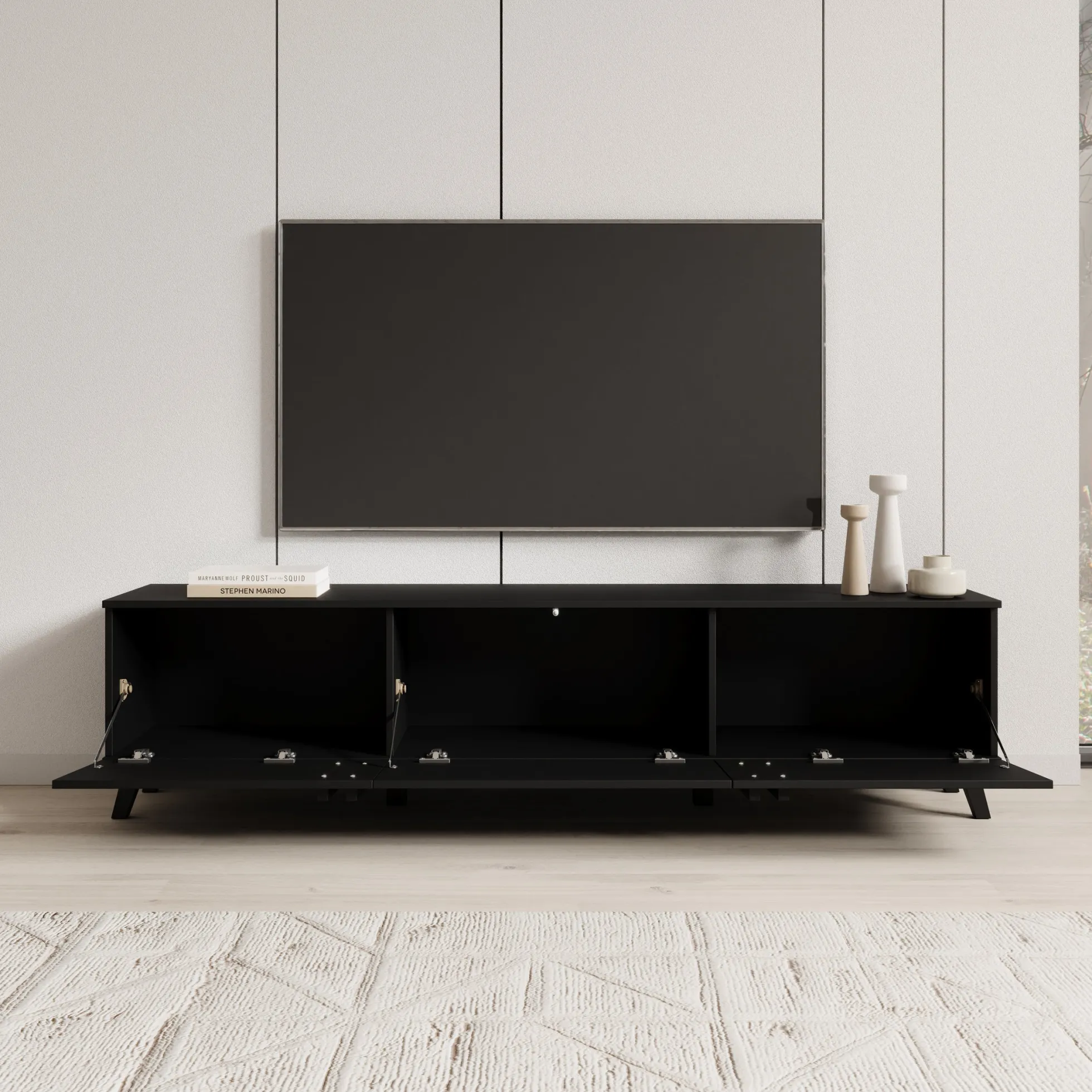 Hydra - TV-Meubel - Zwart - 180x33x40 cm