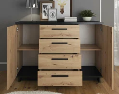 Incala - Dressoir - Eiken/zwart - 135x40x90 cm