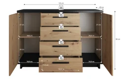 Incala - Dressoir - Eiken/zwart - 135x40x90 cm