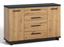 Incala - Dressoir - Eiken/zwart - 135x40x90 cm