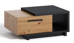 Incala - Salontafel 2 lades - Eiken/zwart - 90x60x40 cm