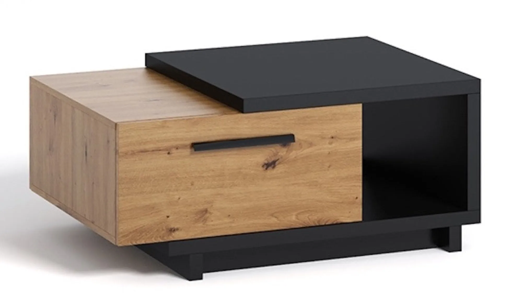 Incala - Salontafel 2 lades - Eiken/zwart - 90x60x40 cm