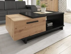 Incala - Salontafel 2 lades - Eiken/zwart - 120x60x40 cm