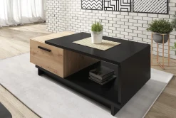 Incala - Salontafel 2 lades - Eiken/zwart - 120x60x40 cm