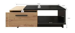 Incala - Salontafel 2 lades - Eiken/zwart - 120x60x40 cm