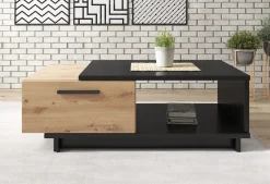 Incala - Salontafel 2 lades - Eiken/zwart - 120x60x40 cm