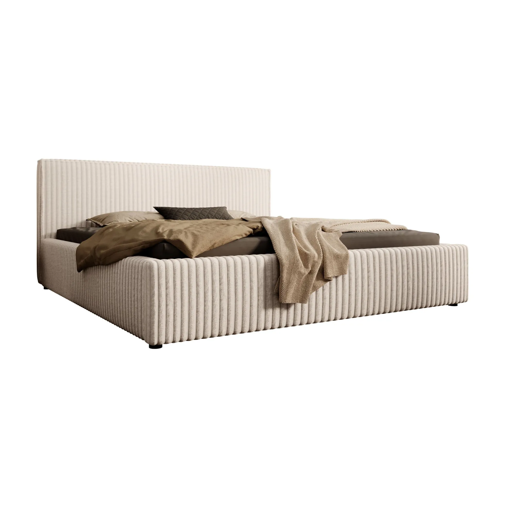 Infinity - Tweepersoonsbed - Fluffy ribstof beige - 180x200 cm