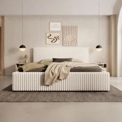 Infinity - Tweepersoonsbed - Fluffy ribstof beige - 160x200 cm