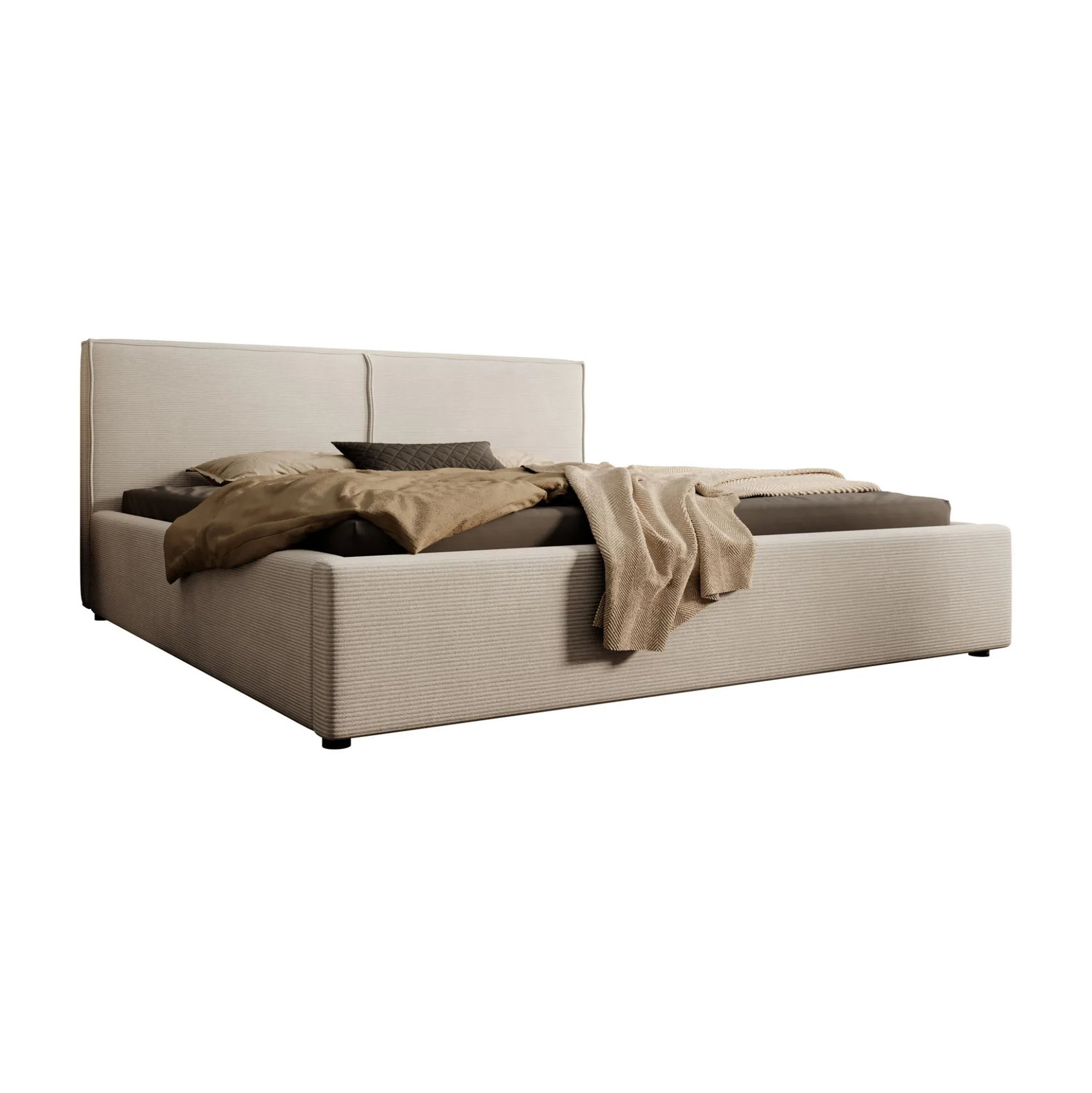 Infinity - Tweepersoonsbed - Ribstof beige - 180x200 cm