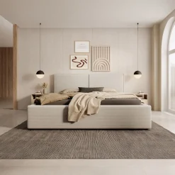 Infinity - Tweepersoonsbed - Ribstof beige - 160x200 cm