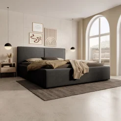 Infinity - Tweepersoonsbed - Ribstof zwart - 160x200 cm
