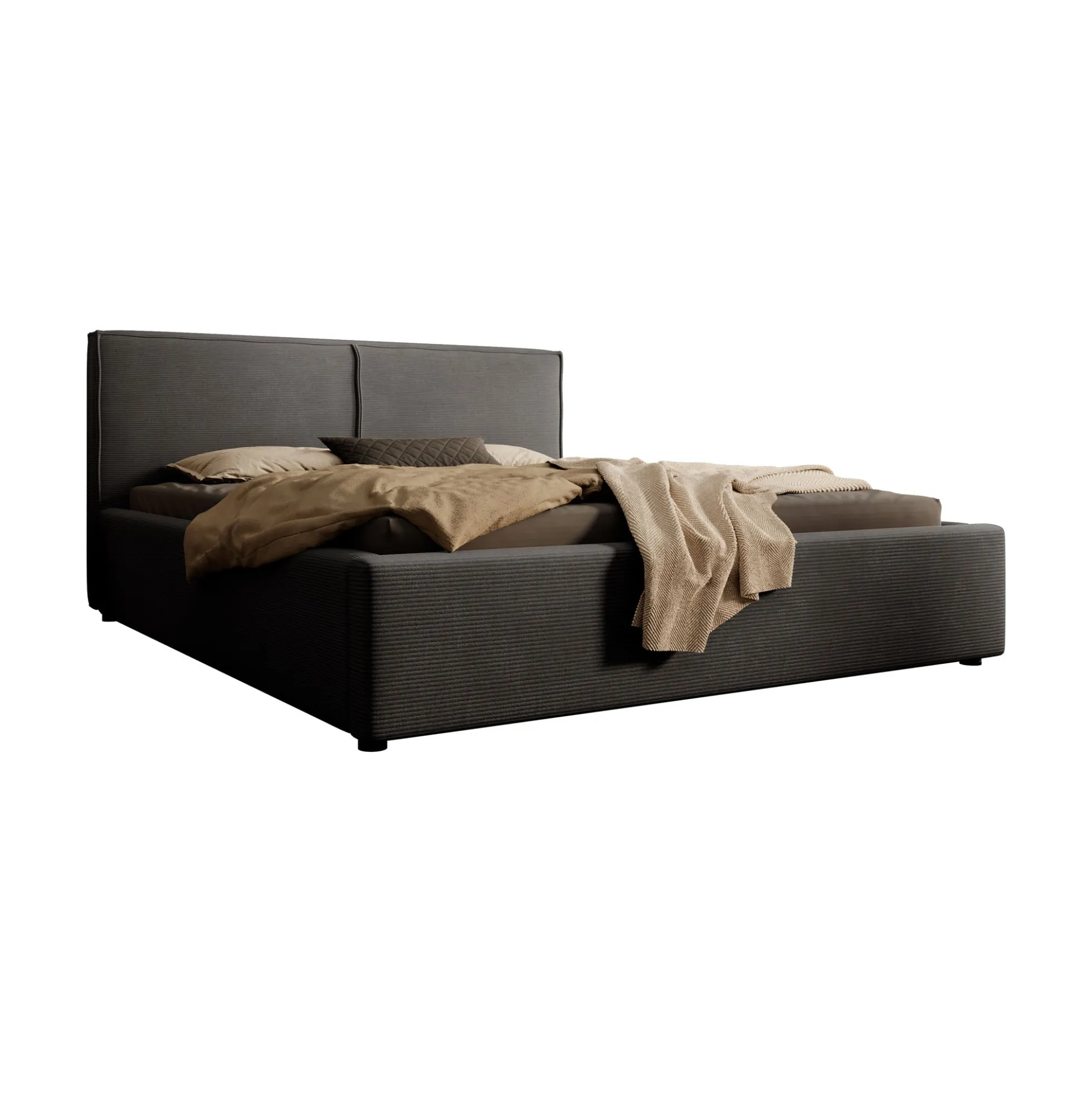 Infinity - Tweepersoonsbed - Ribstof zwart - 160x200 cm