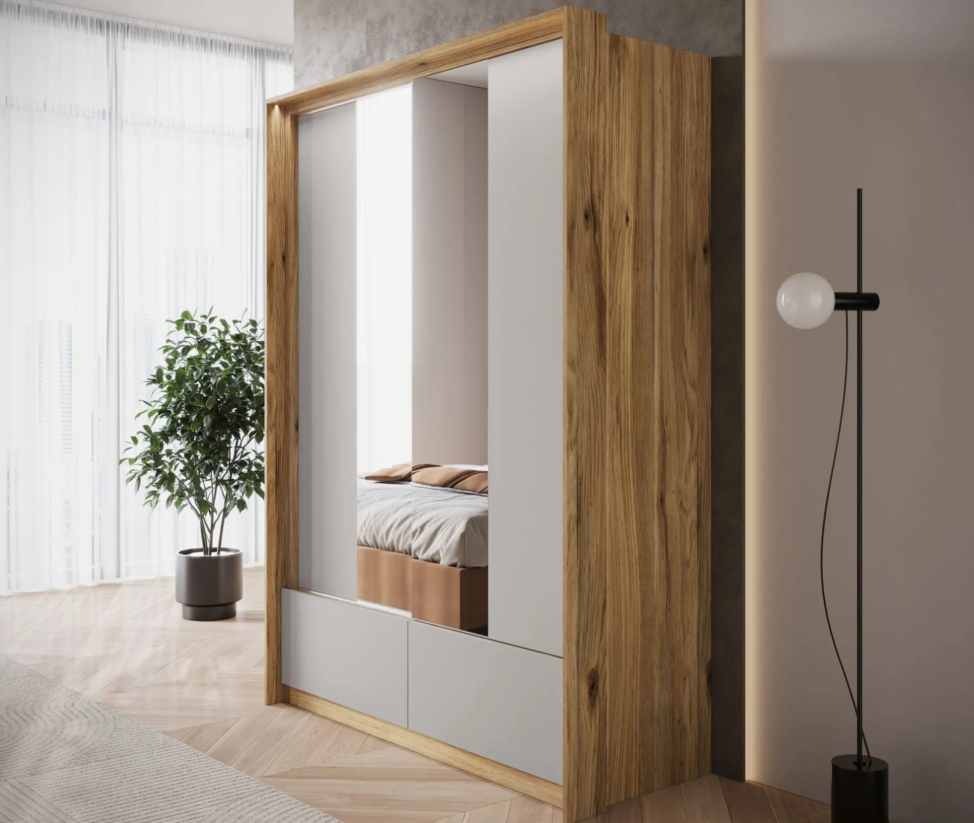 Innocent - Kledingkast met schuifdeuren - Beige - 159x63x219 cm