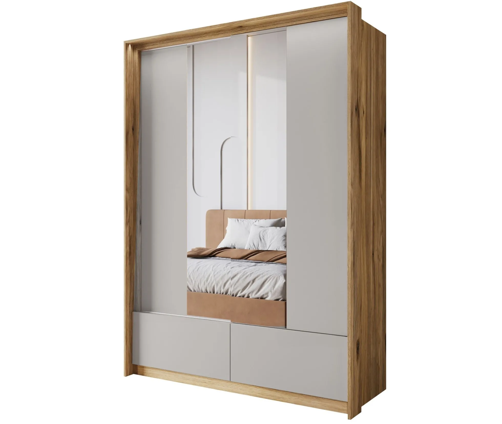 Innocent - Kledingkast met schuifdeuren - Beige - 159x63x219 cm