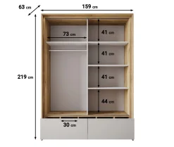 Innocent - Kledingkast met schuifdeuren - Beige - 159x63x219 cm