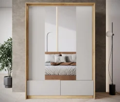 Innocent - Kledingkast met schuifdeuren - Beige - 159x63x219 cm