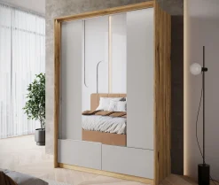Innocent - Kledingkast met schuifdeuren - Beige - 159x63x219 cm