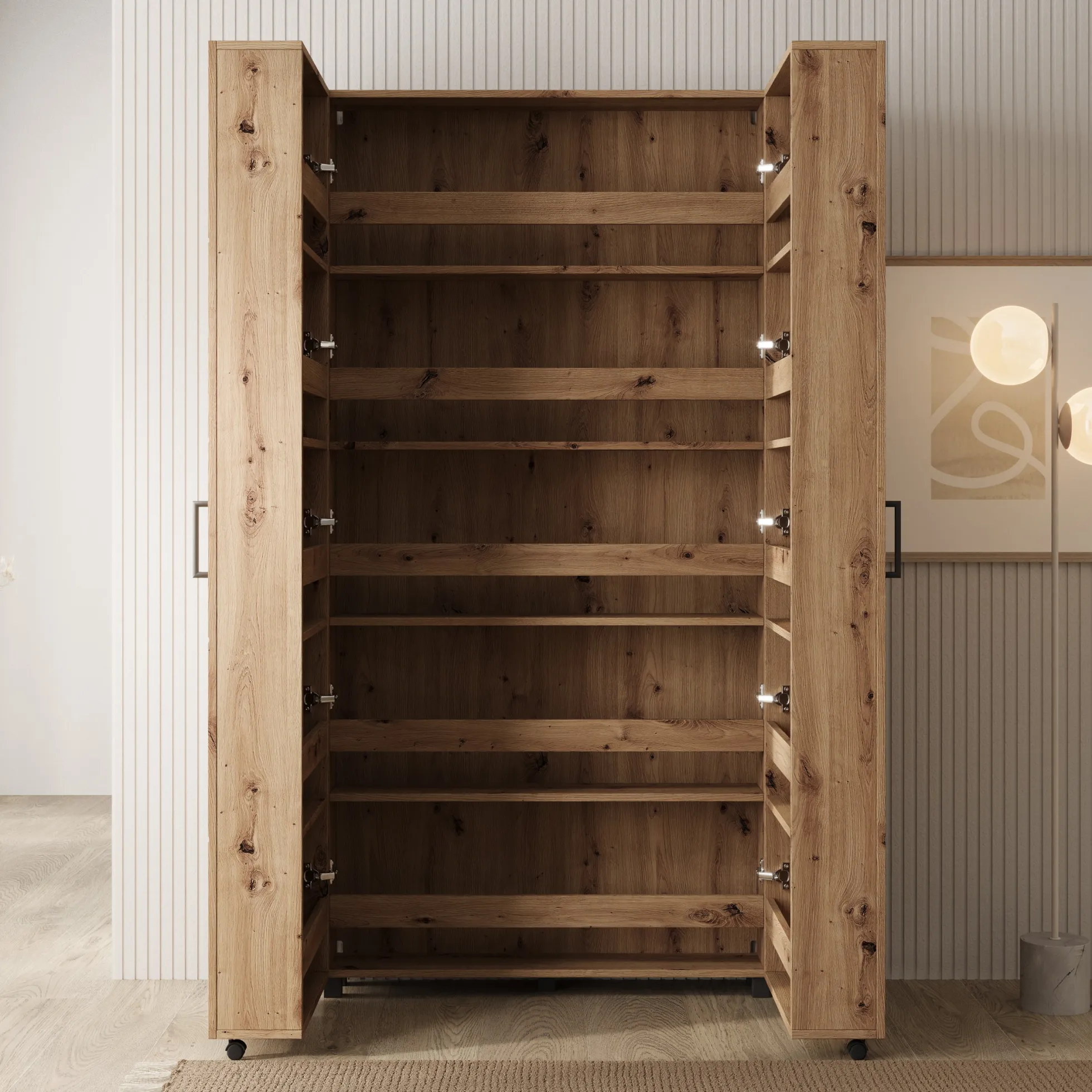 Inverly - Schoenenkast - Eikenpatroon - 92x33x185 cm