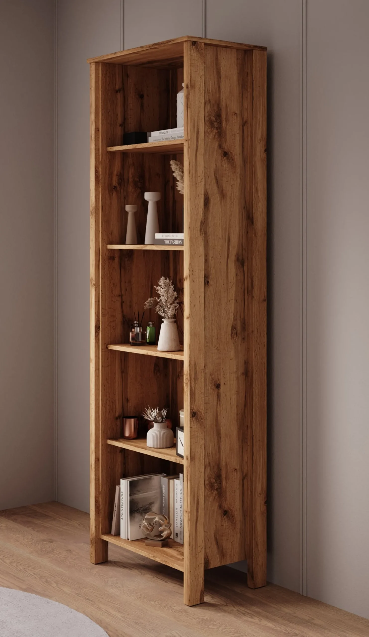 Isaac 1 - Boekenkast - Eiken - 66x37x199 cm