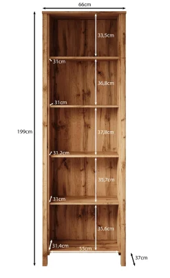 Isaac 1 - Boekenkast - Eiken - 66x37x199 cm