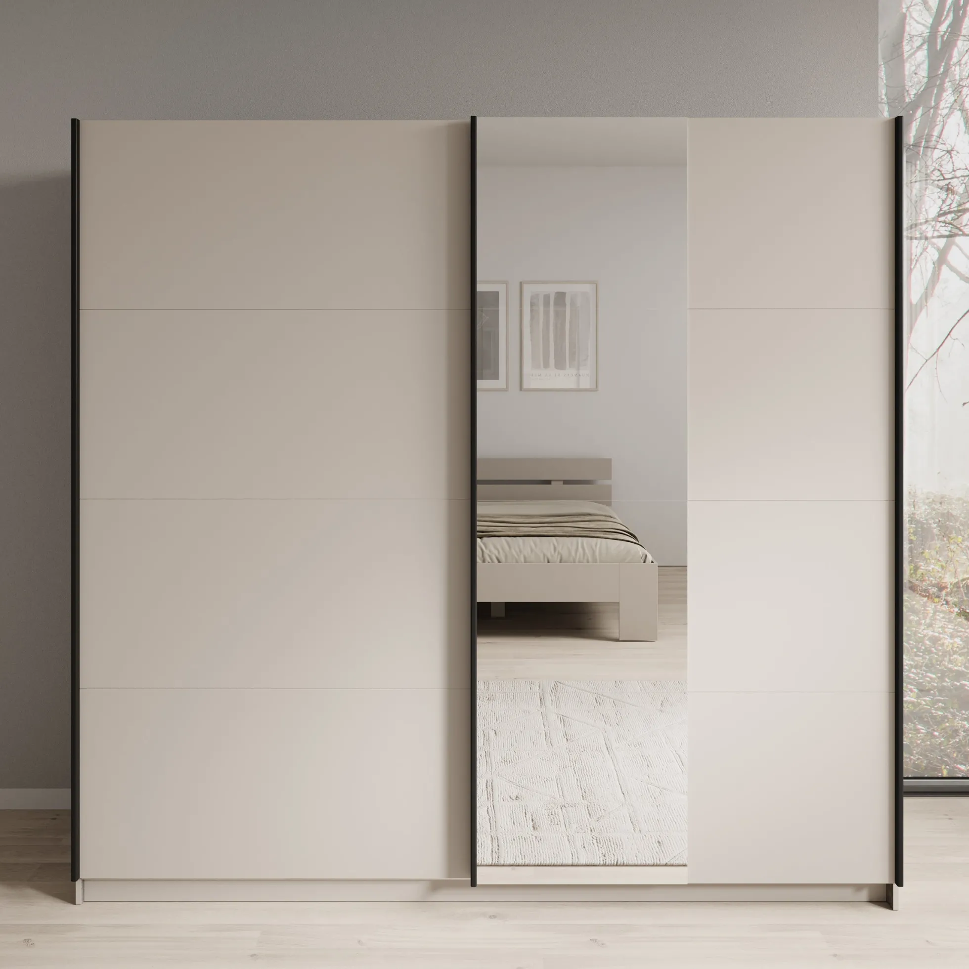 Isandro - Kledingkast - Beige - 220x62x211 cm