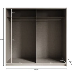 Isandro - Kledingkast - Beige - 220x62x211 cm