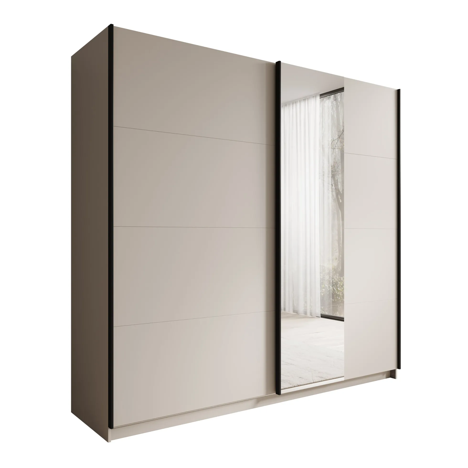 Isandro - Kledingkast - Beige - 220x62x211 cm