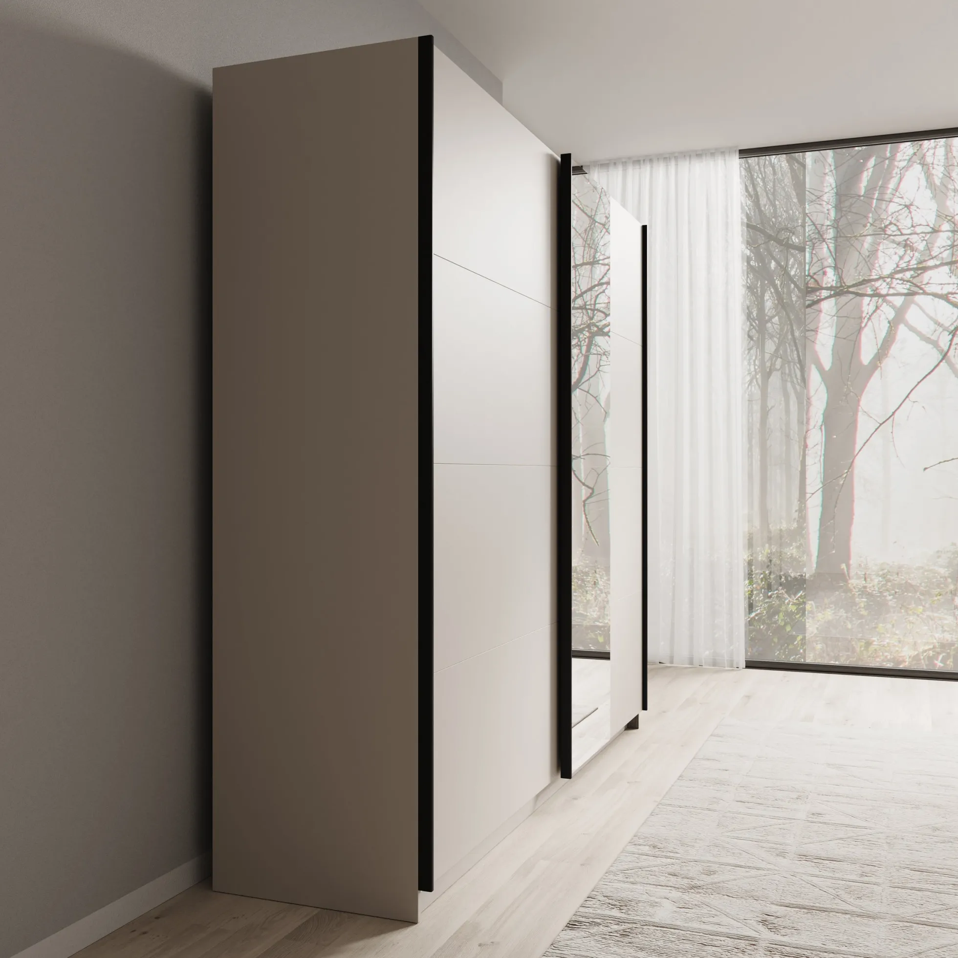 Isandro - Kledingkast - Beige - 220x62x211 cm