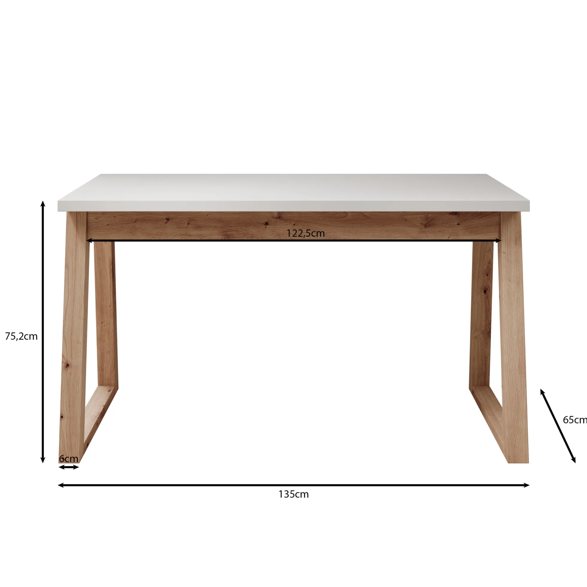 Ithaca - Bureau - Wit - 135x65 cm